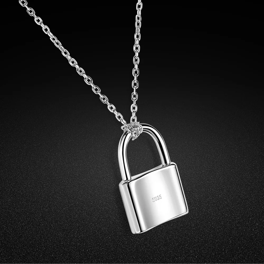 

Classic Women's 925 Sterling Silver Lock Pendant Necklaces For Women Chain Choker Necklace Wedding Jewelry Birthday Gifts