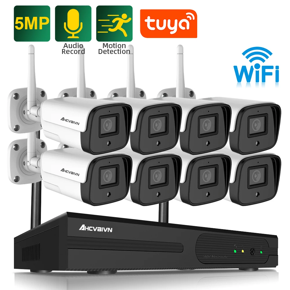 

8CH NVR 3MP CCTV Wireless Tuya Security System Audio Record Outdoor Waterproof P2P Wifi Ai Camera Set Video Surveillance Kit