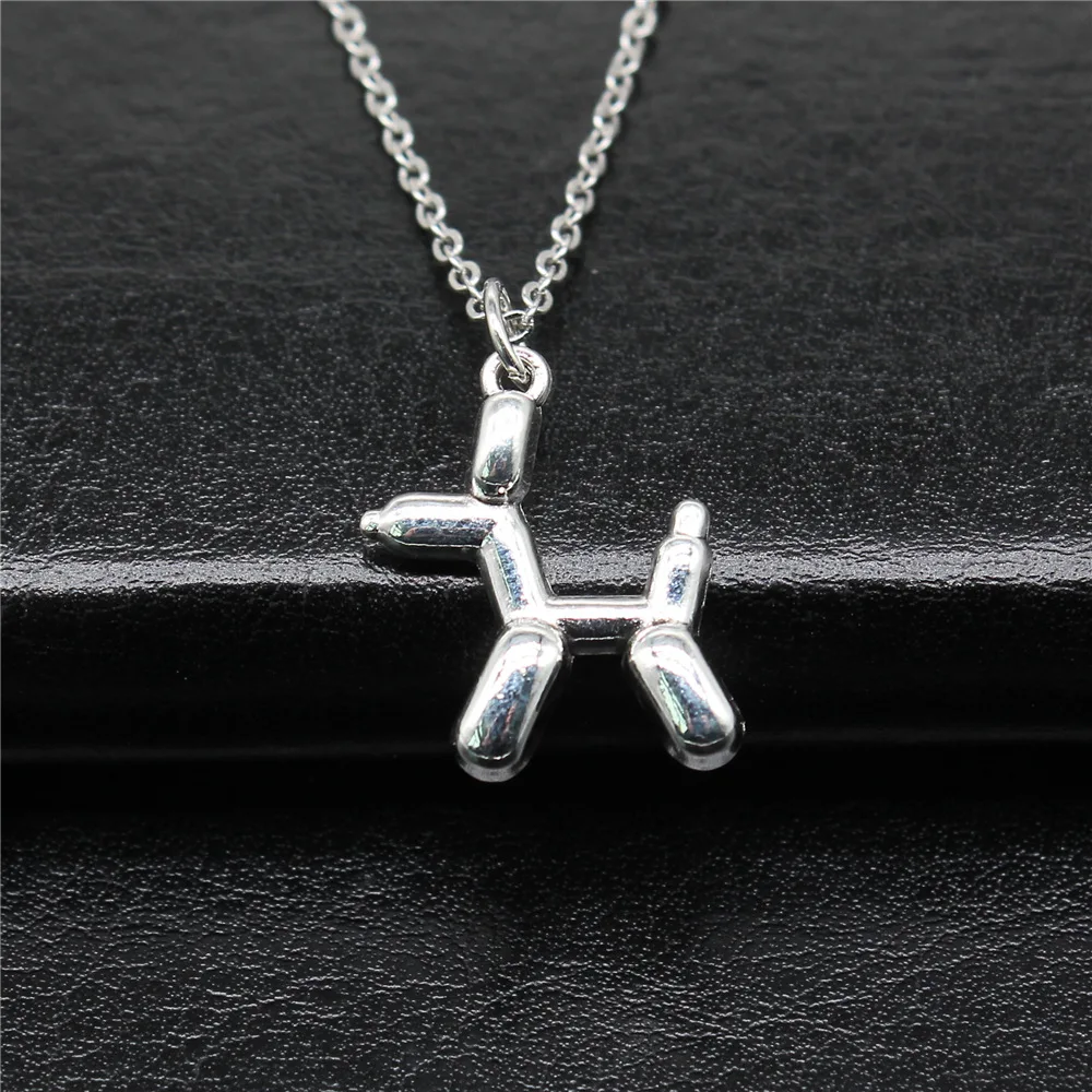 Прямая поставка античный серебряный цвет 19x15 мм воздушный шар ожерелья с пуделем