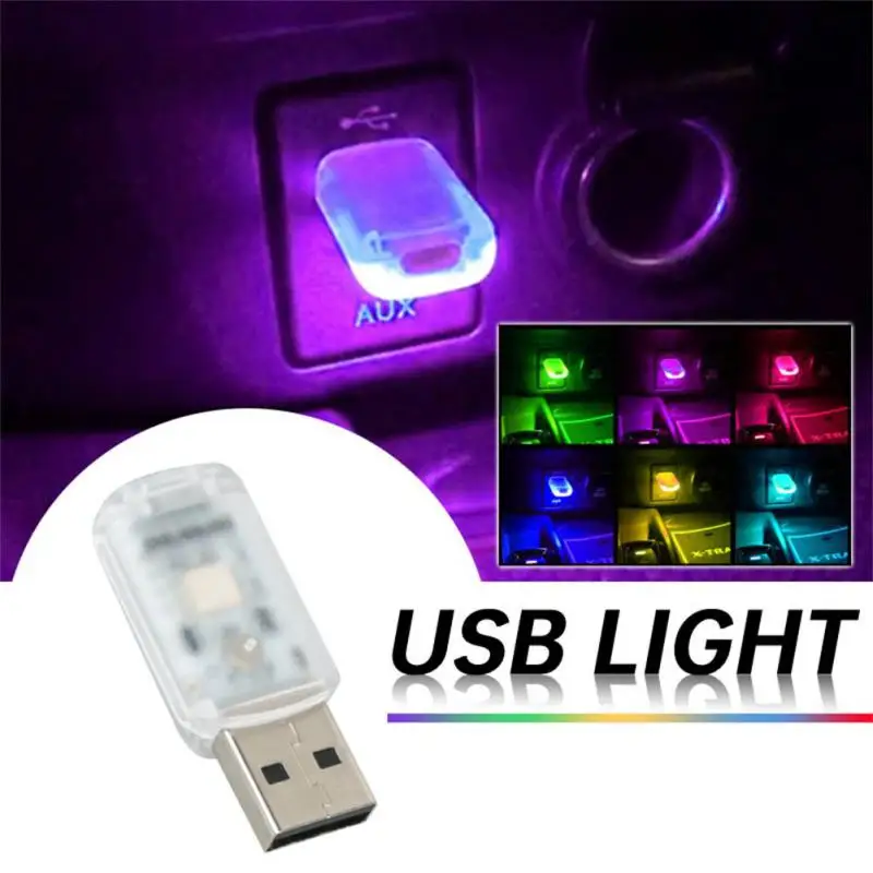 

СВЕТОДИОДНАЯ подсветка мини авто USB, цветной светодиодный сенсорный выключатель для управления музыкой в автомобиле, автоматическое изменение, USB-ночник, украшение для автомобиля
