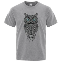 new men tshirt stylish owl pattern printing casual short sleeves round collar brand mens sport t shirt hip hop male tops tee