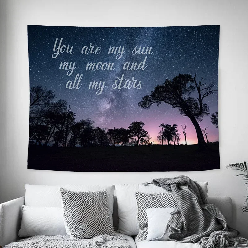 Home Decoration Accessories Tapisserie Starry Sky Landscape Background Cloth Boho Decor Tapestry Kawaii Wall Hanging
