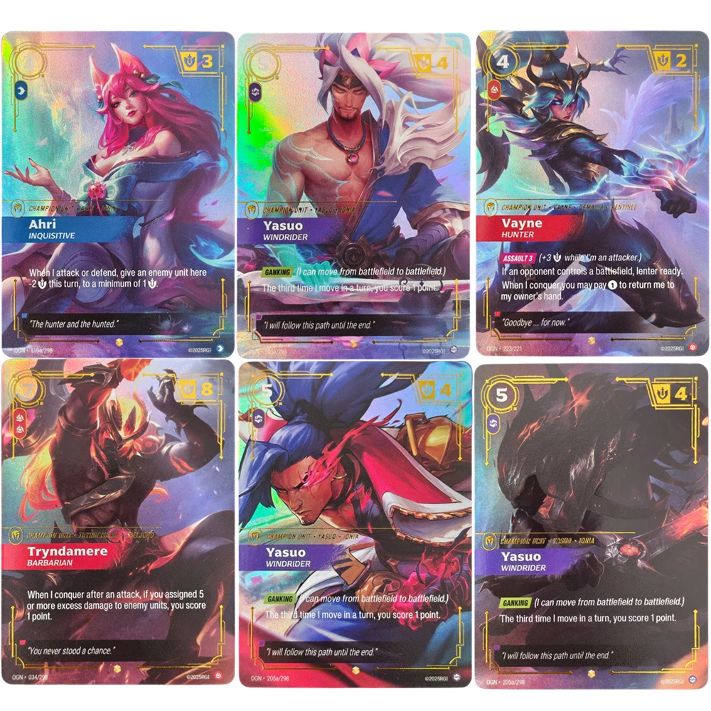 Фото Коллекционная карточная игра DIY Riftbound League of Legends Origins LOL (OGN) с персонажами Сетт, Ясуо, Вейн, Ари, Дариус №1