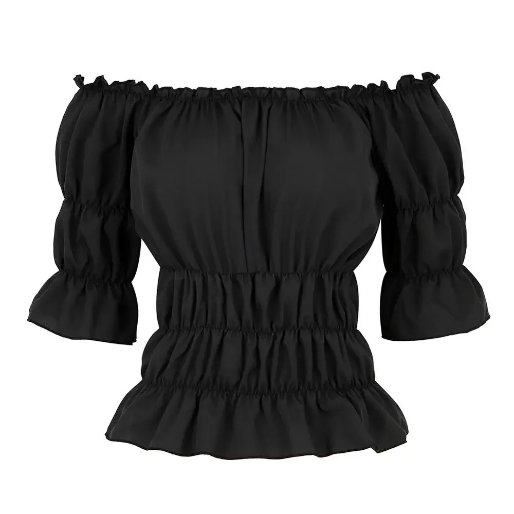 Блузка эпохи Возрождения женская средневековая блузка с открытыми плечами и