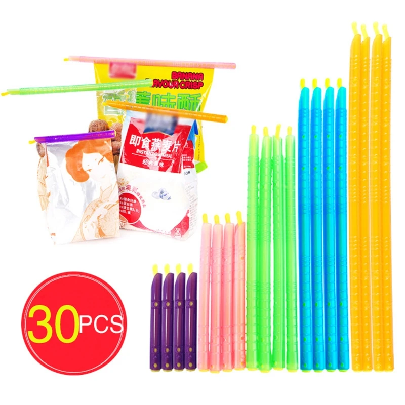 

Sealer Sealing 30pcs Bag 5 Plastic Portable Rod Colors Clamp Sticks Saver Container Food Clips Fresh-keeping Closure