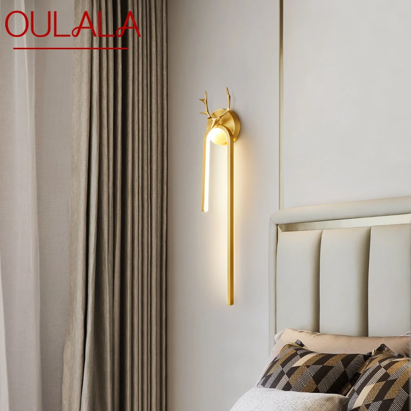 

OULALA Modern Gold Brass Wall Lamp LED 3 Colors Creative Elegant Sconce Light for Home Living Bed Room