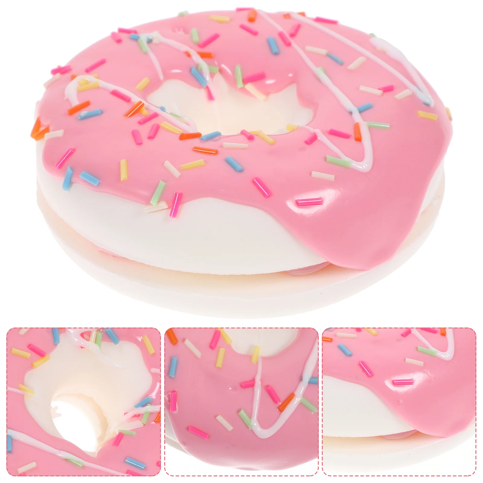 

2 Pcs Bun Donut Simulation Faux Doughnuts Toy Fake Cake Artificial Donuts Desserts Props 8X8X2.5CM Pink Pu Food
