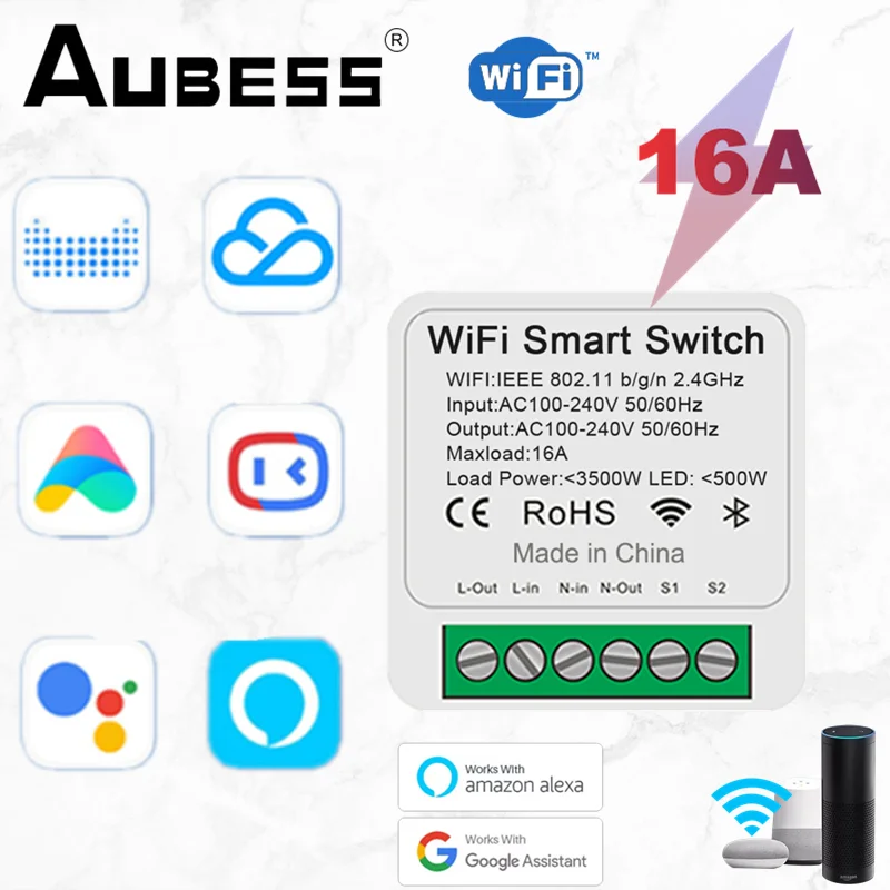 

Умный мини-переключатель eWeLink, 16 А, с таймером и голосовым управлением