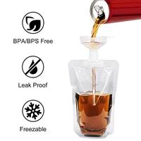 10 pcs excellent clear reusable disposable plastic drinking flasks packaging bag for vacation liquid pouch drinking flask