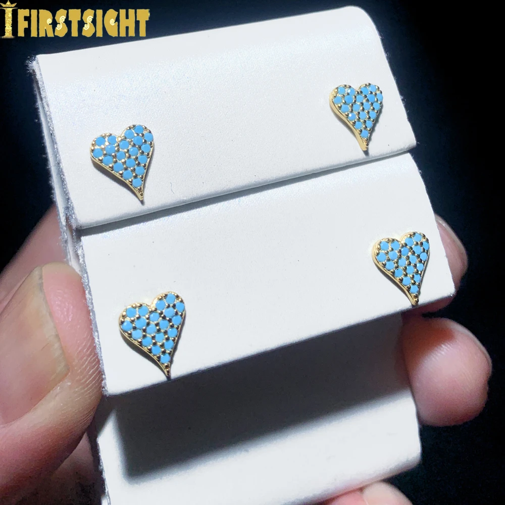 Женские серьги из серебра 100% пробы с бирюзовыми сердечками