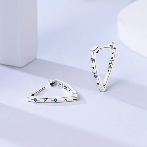 Серьги-кольца из стерлингового серебра 925 пробы сглаза, звездой и луной, двойные серьги-кольца для женщин и девочек, серьги, ювелирные изделия, подарок на день рождения