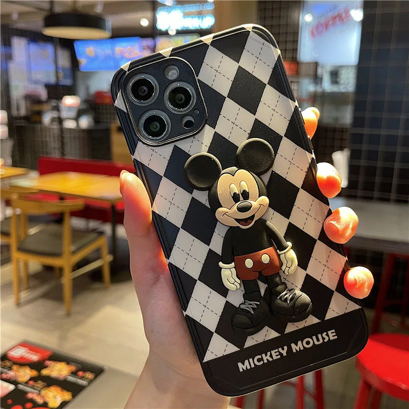 

Disney Luxury Cartoon Mickey Mouse Kawaii Phone Cases For IPhone 13 12 11 Pro Max XR XS 2022 For Couples Women Y2k Girls Men