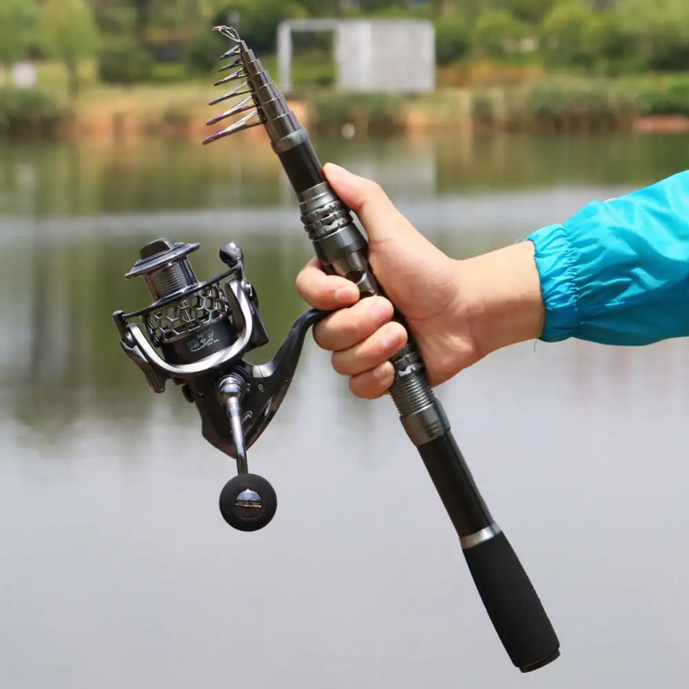 Fishing Rod Combos Telescopic Fishing Pole and Spinning Reels Set enlarge