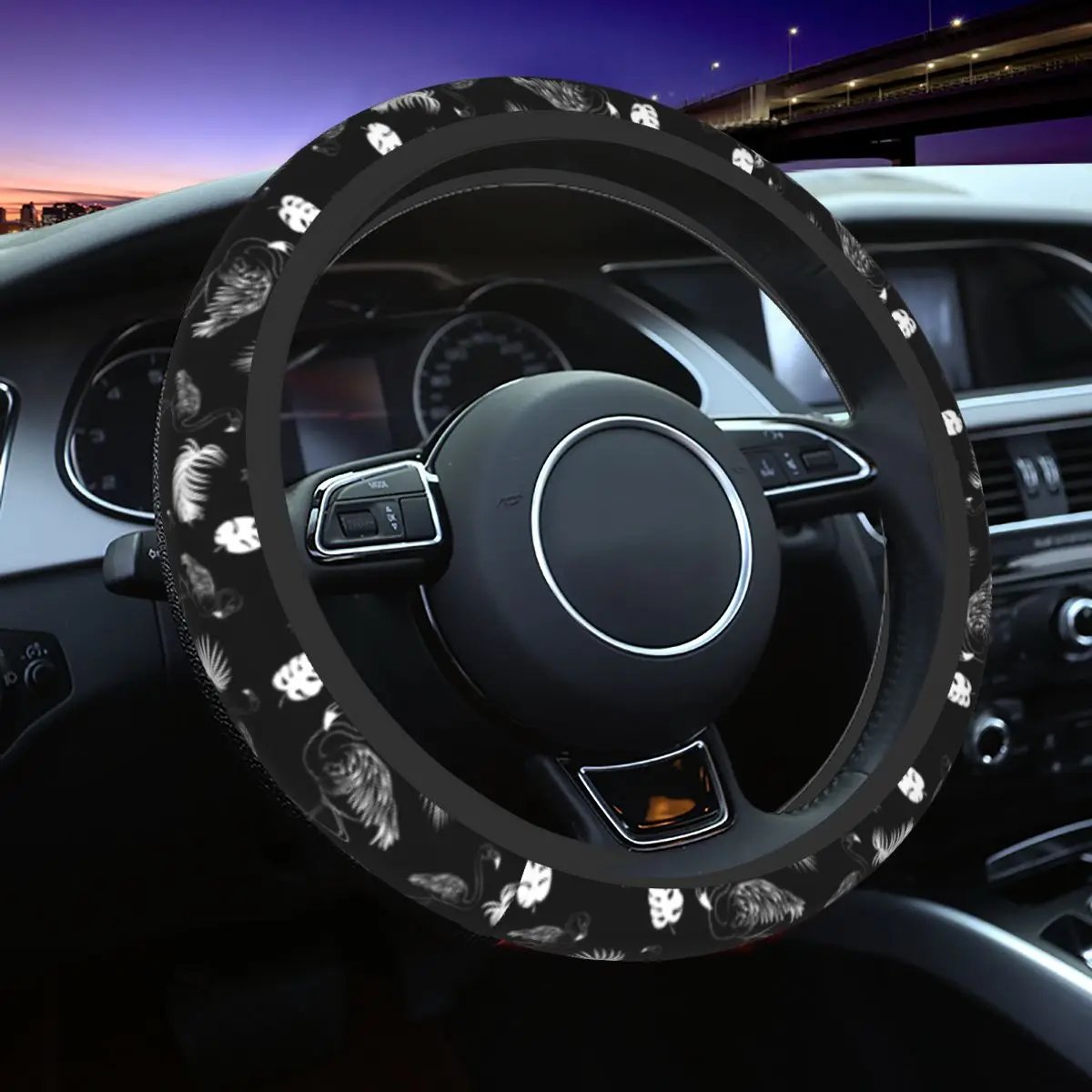 

Чехол на руль с фламинго, в клетку, диаметром 38 см