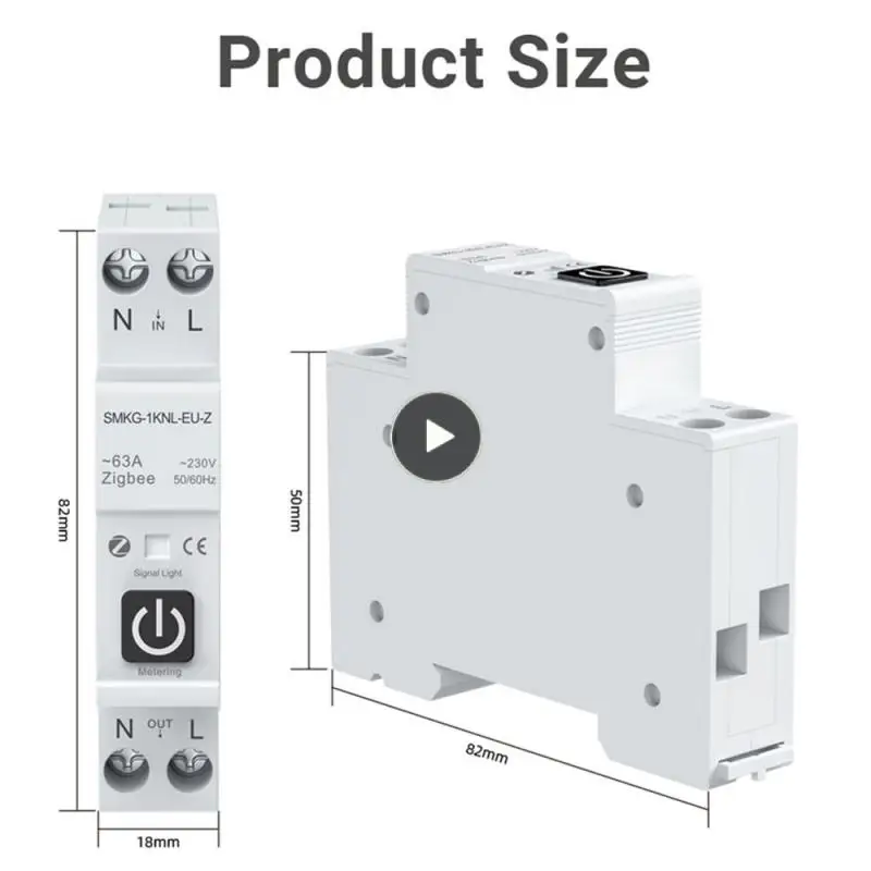 

Умный автоматический выключатель с дозировкой Alexa Google Home Zigbee 1p 63a, Din-рейка, переключатель с дистанционным управлением для домашней автоматизации