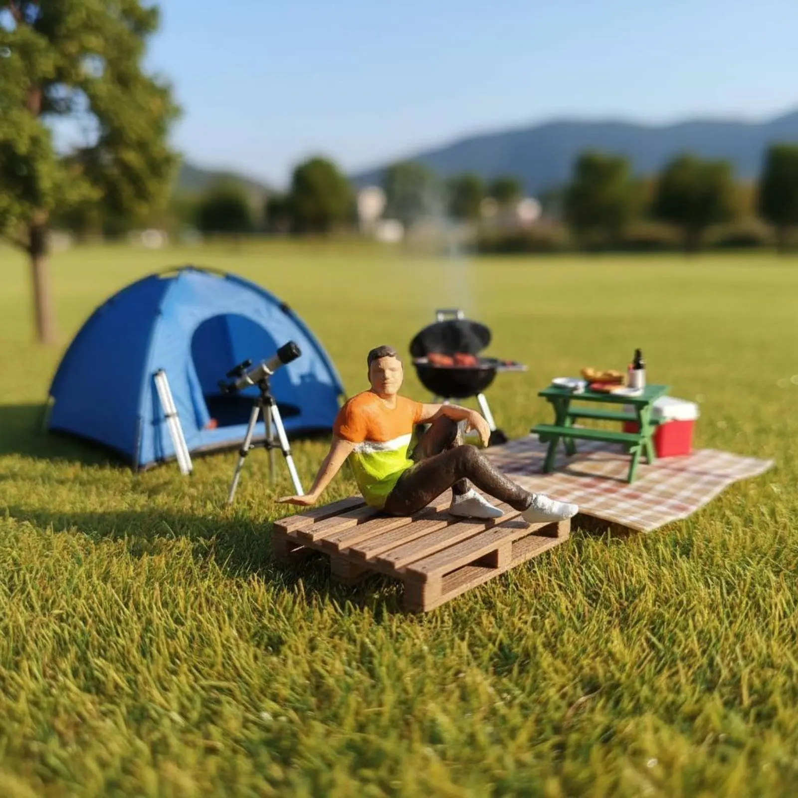 Фото Миниатюрные фигурки для кемпинга, реквизит для фото, масштаб 1:64, мини-куклы для кемпинга, коллекционные фигурки для демонстрации, высококачественные миниатюрные фигурки для сцен №4