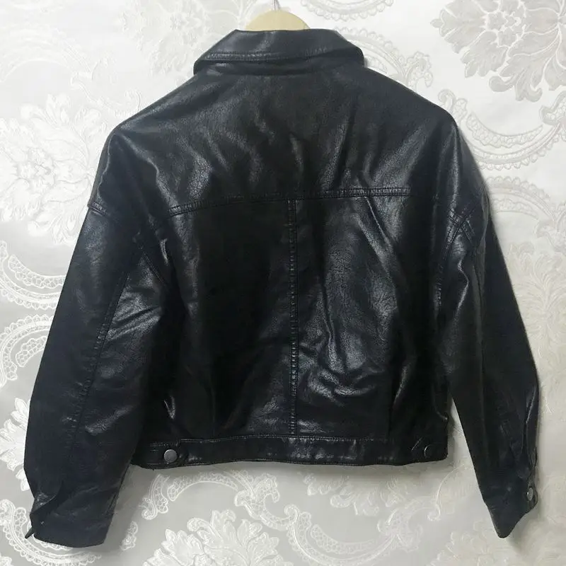 2021 New Motorcycle Jacket Women Autumn Zipper Faux Soft Leather Jacket Short Leather Jacket Ladies Basic Street Coat Black Red