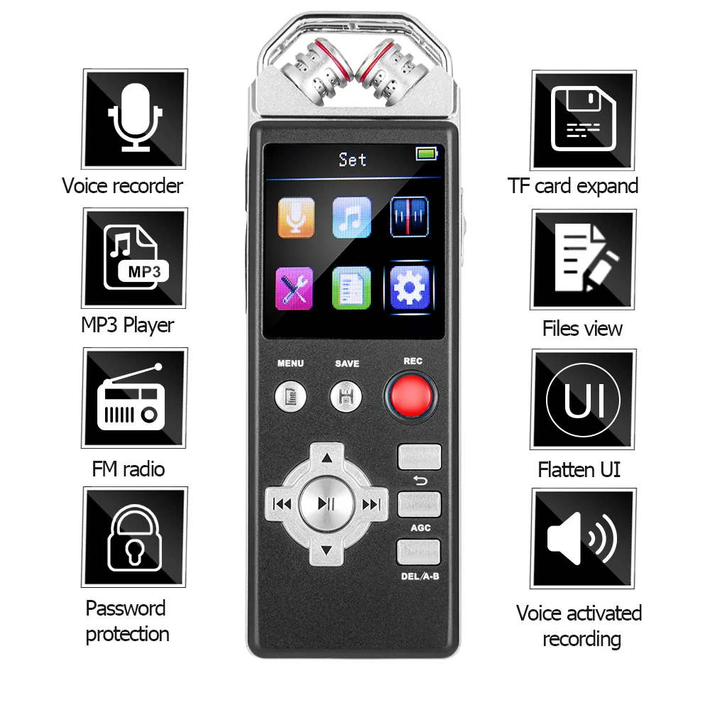 

L60 Digital Voice Recorder 8GB 1536KBPS Stereo Audio Recording Device Portable Recorders for Lectures with External MIC