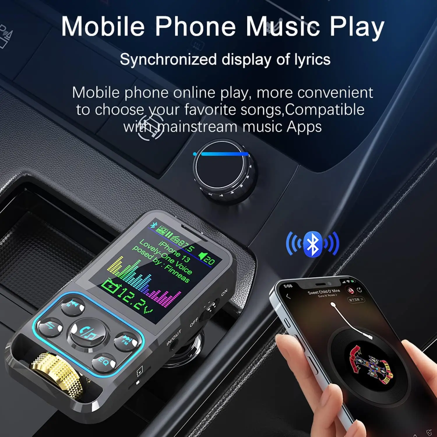 FM-трансмиттер автомобильный с поддержкой Bluetooth 5 3 и быстрой зарядки