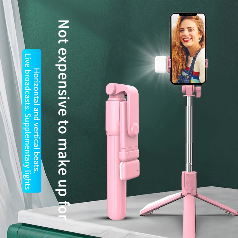 

Bluetooth-compatible Selfie Stick Foldable Tripod with Fill Light Remote Wireless Remote Shutter for IOS Android Rotation Phone