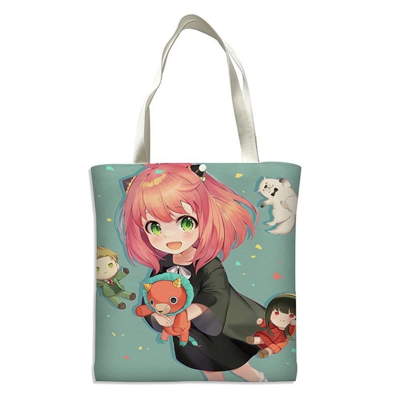 

DICHOS Women's Canvas Handbags Spy x Family large capacity star print Colorful Shoulder Bag Eco Reusable retro Shopping Bag