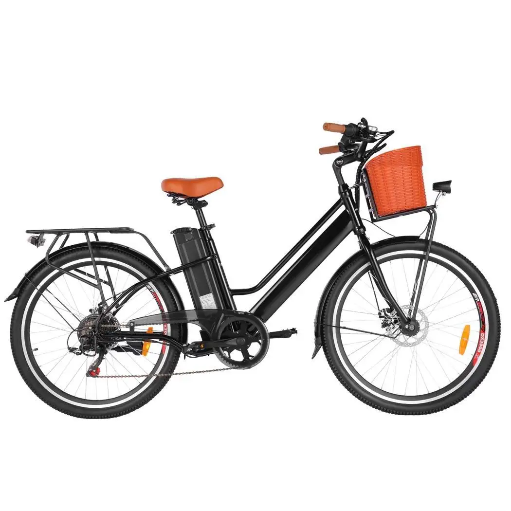 

26 inch E-bike Bicycle Adult Electric Commuter Bike Disc Brake Lithium Battery With Basket 250W 36V/12.5Ah Lithium Ion Battery