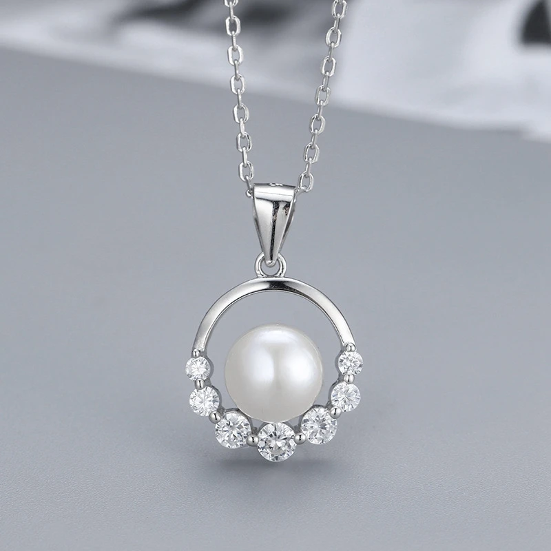 

Genuine 100% 925 Sterling Silver Zirconia Necklaces Trendy Pearl Pendant Necklace For Women Party Silver 925 Fine Jewelry Gifts