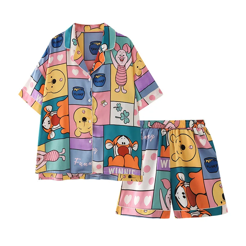 Womens Pijama Set Summer Short Sleeve Kawaii Nightsuit Cute Cartoon Sleepwear Anime Home Clothes Harajuku Cozy Girls Leisure