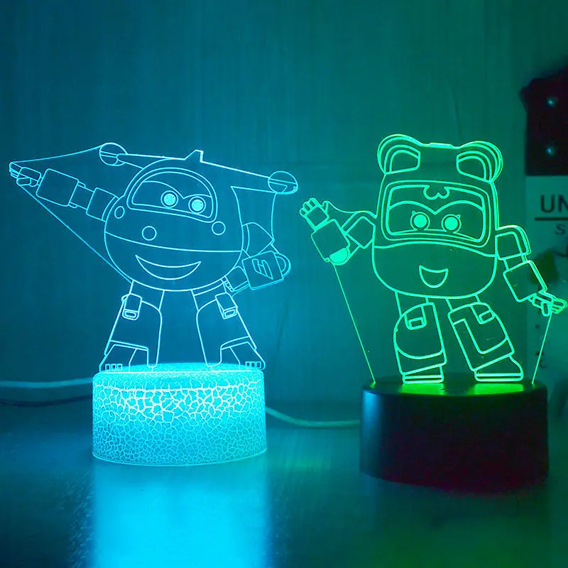 

3d ночсветильник в виде самолета, Аниме Робот, светильник разноцветный креативный квадратный акриловый изысканный Шарм для пар, украшения н...