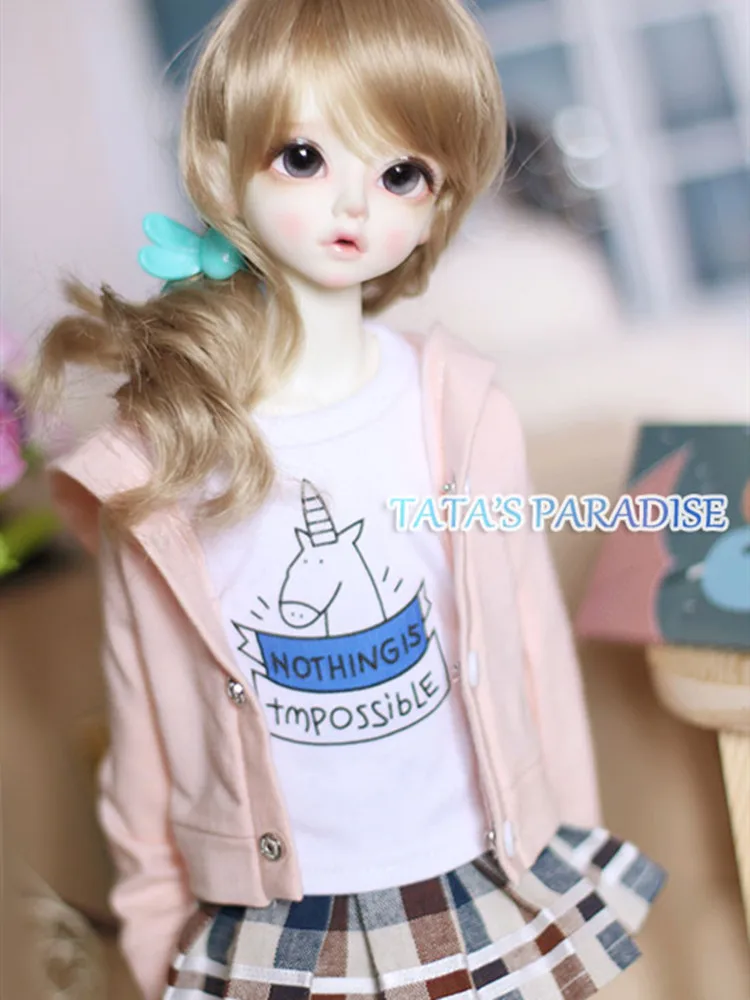 

BJD doll T-shirt clothes for 1/4 1/6 BJD YOSD doll white unicorn t-shirt clothes doll clothing accessories
