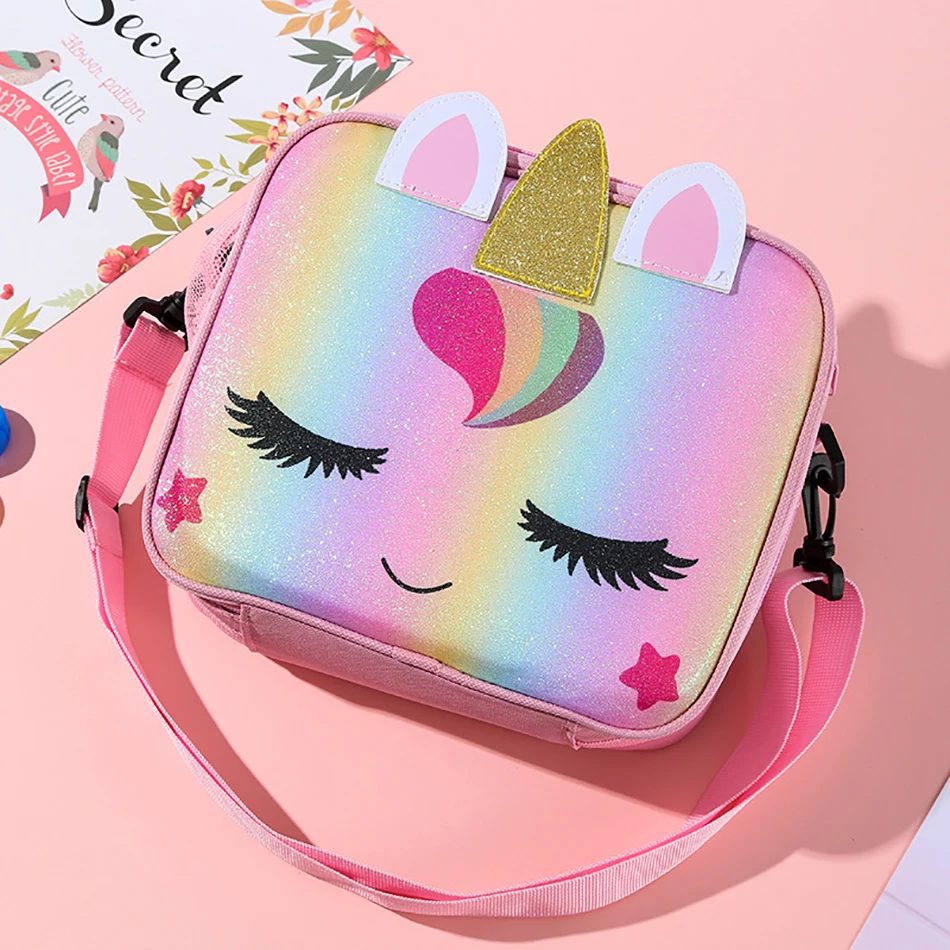 

Kawaii Единорог сумка для ланча для детей девочки мультфильм Изолированная искусственная кожа принадлежности Изолированные сумки для охлажд...