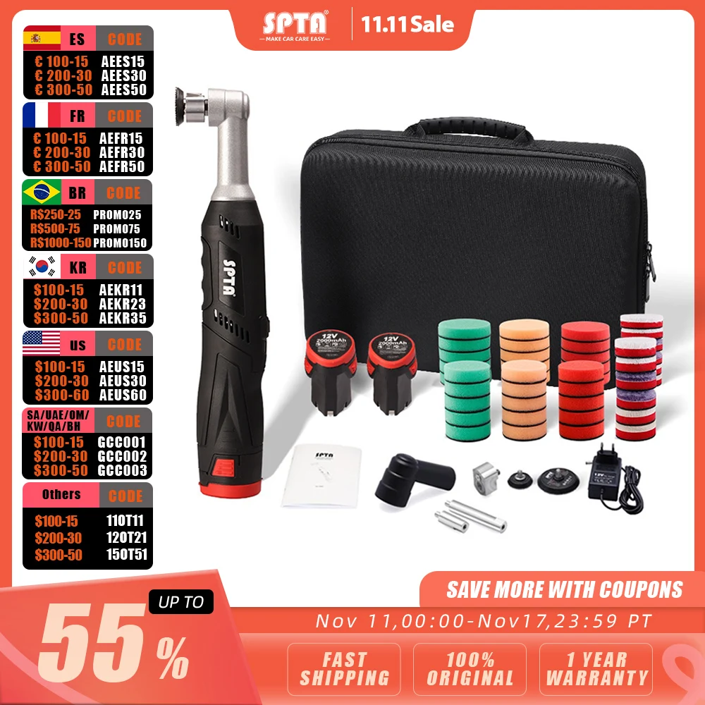 

Беспроводной мини-полировщик для автомобиля SPTA 12 в RO/DA, микро беспроводной полировщик для автомобиля RO/DA для полировки, шлифовки и очистки