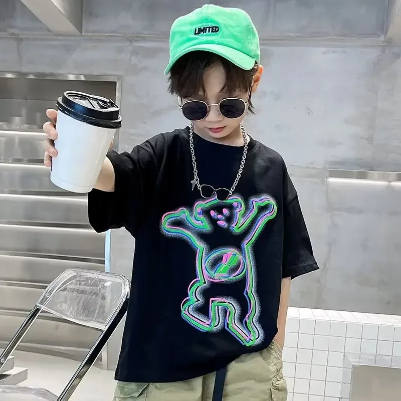 Летняя футболка с коротким рукавом для мальчиков новинка детский топ маленького