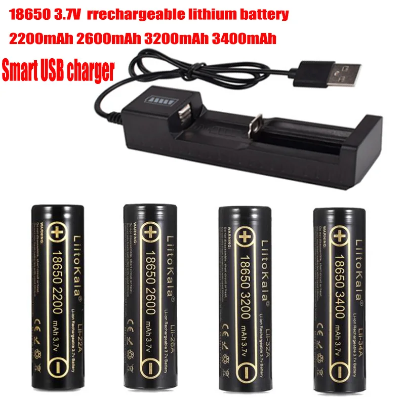 

1PCS Original Liitokala 18650 3.7V Battery 18650 2200mAh 2600mAh 3200mAh 3400mAh Lithium Rechargeable Battery Smart USB Charger