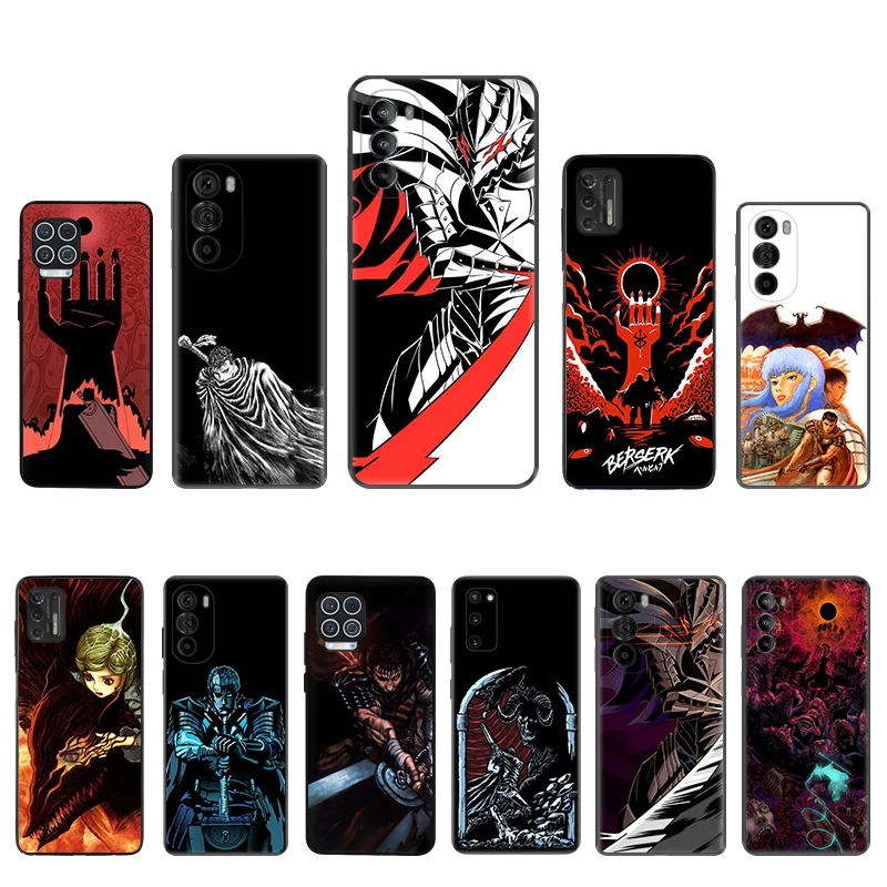 Черный мягкий чехол для телефона Motorola G32 G50 G51 5G G60 G71 G22 G52 G72 G53 G73 G60S Moto G9 Berserk Anime Skull