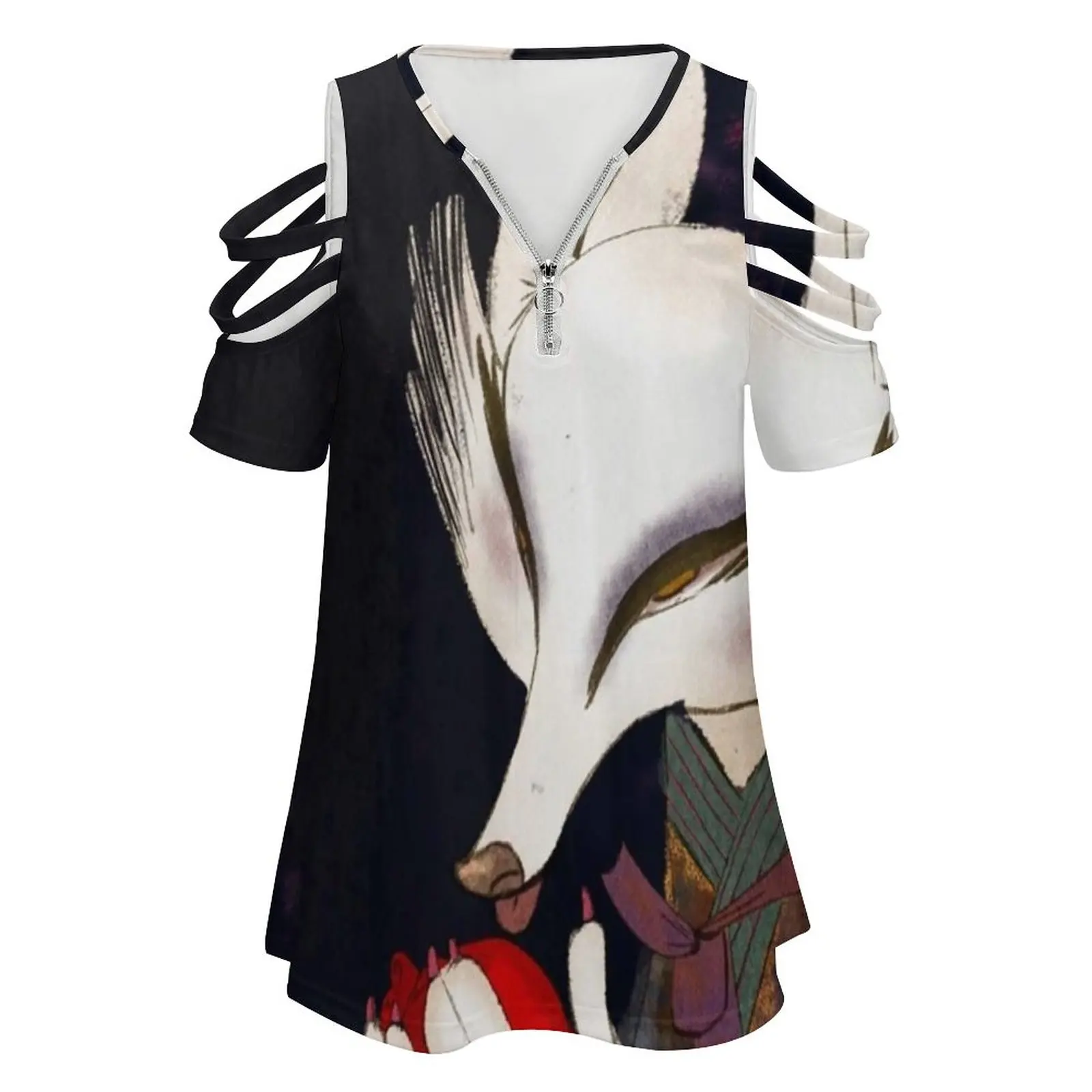 Kumiho женская футболка новая мода с принтом на молнии v-образным вырезом и