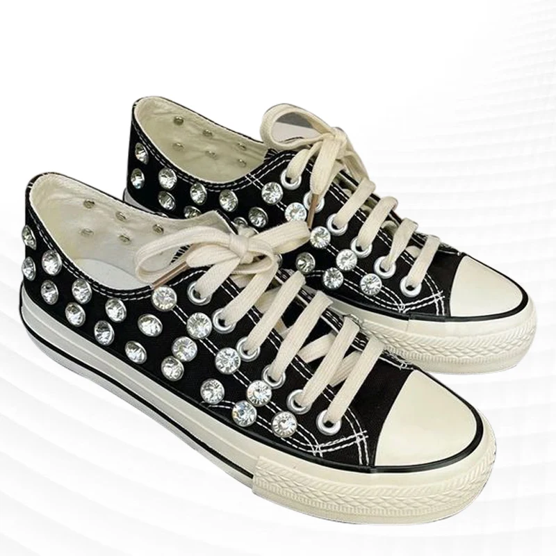 

Trend new rivet fashion diamond nails parent-child canvas shoes hip hop style super cool street dance shoes comfortable board sh