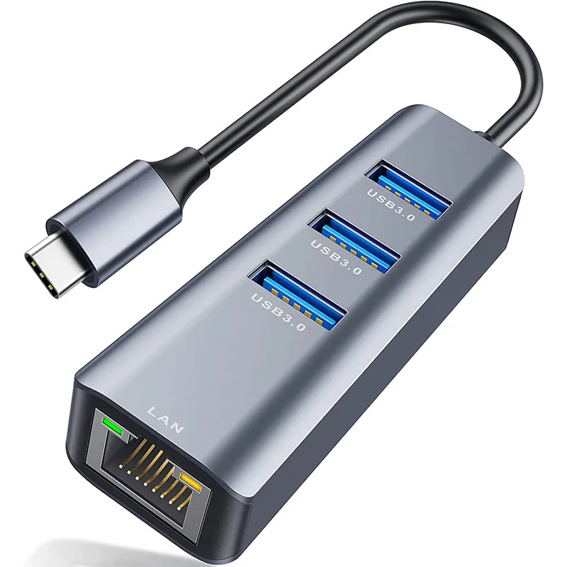 

Адаптер USB C-Ethernet, ABLEWE 4 в 1 RJ45, как аналогичен Интернету Thunderbolt 3 к Gigabit Ethernet LAN, сетевой адаптер для MacBook Pro Air