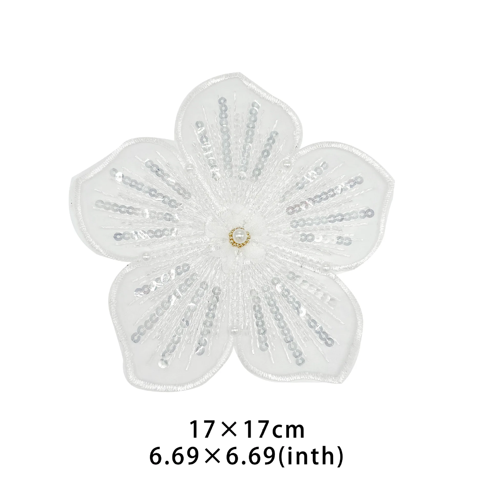 2 шт. белые нашивки с блестками и бусинами