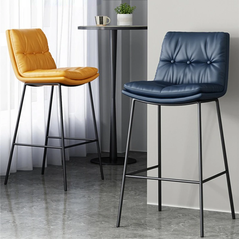 

Современный скандинавский барный стул, простой роскошный кожаный высокий стул для гостиной, барный стул, обеденный стул, мебель