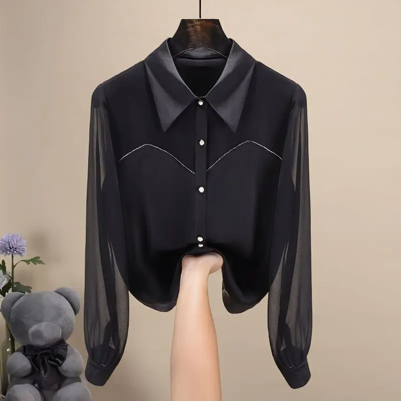 

Hot Sale Women's Spring and Summer New Fashion French Retro Temperament Chiffon Shirt Sunscreen Shirt Chic Top Fashion A87