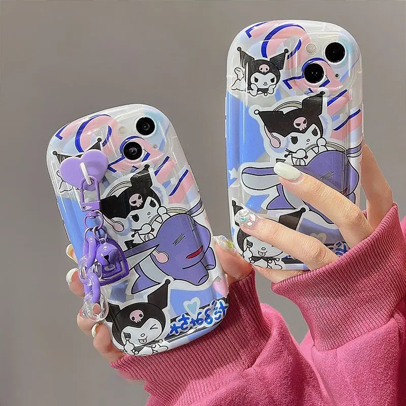 

Cute Sanrio kuromi Dumbo Air cushion soap with Bracelet Phone Case For iPhone 14 13 12 11 Pro Max Couple Anti-drop cover