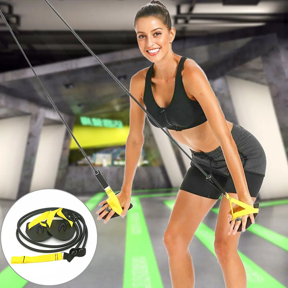 

Adult Fitness Gym Swim Paddle TPE Resistance Bands Stretch Pilates Arm Strength Trainer Muscle Training Black Pull Rope