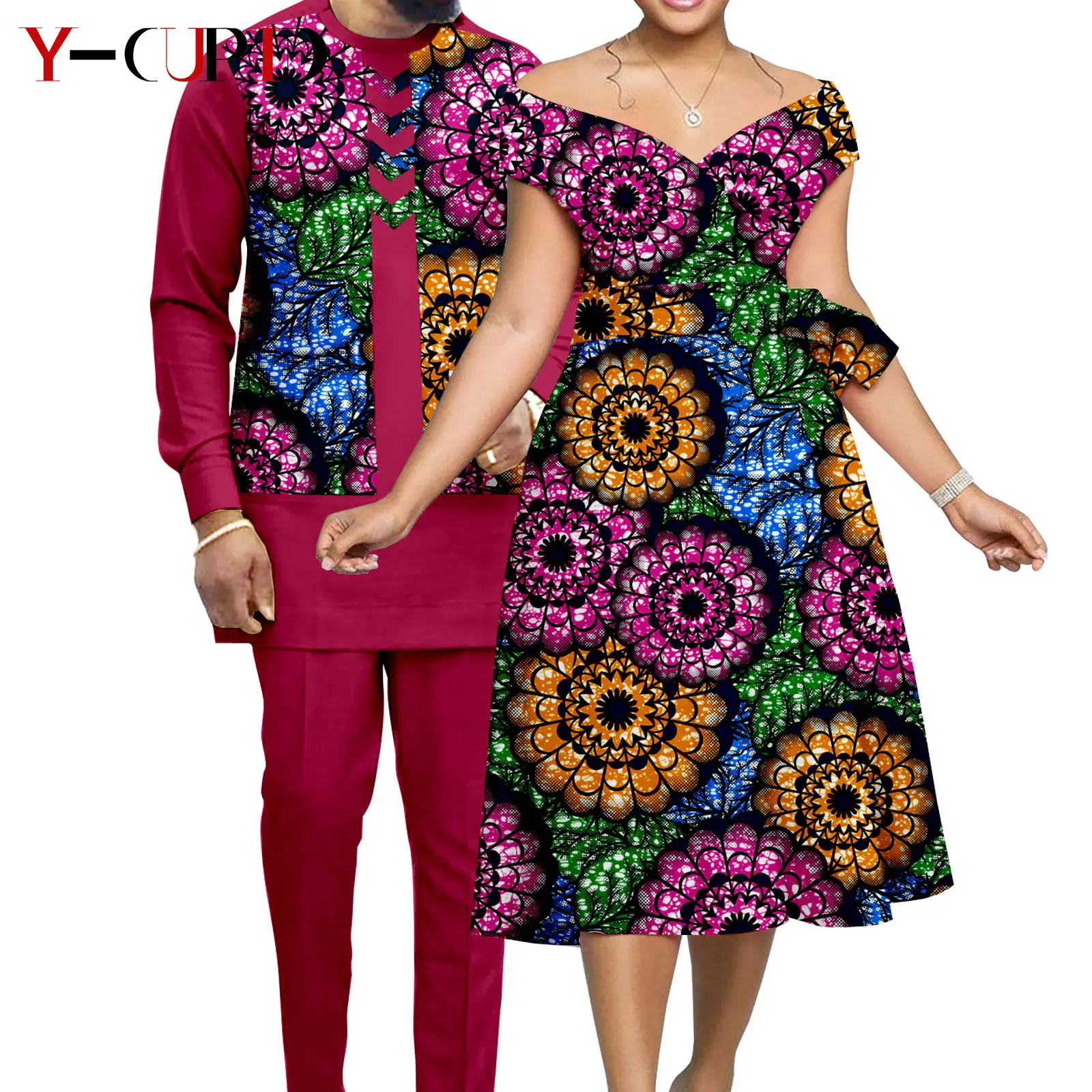 Дашики платья-трапеции с Африканским принтом для женщин подходящие мужские