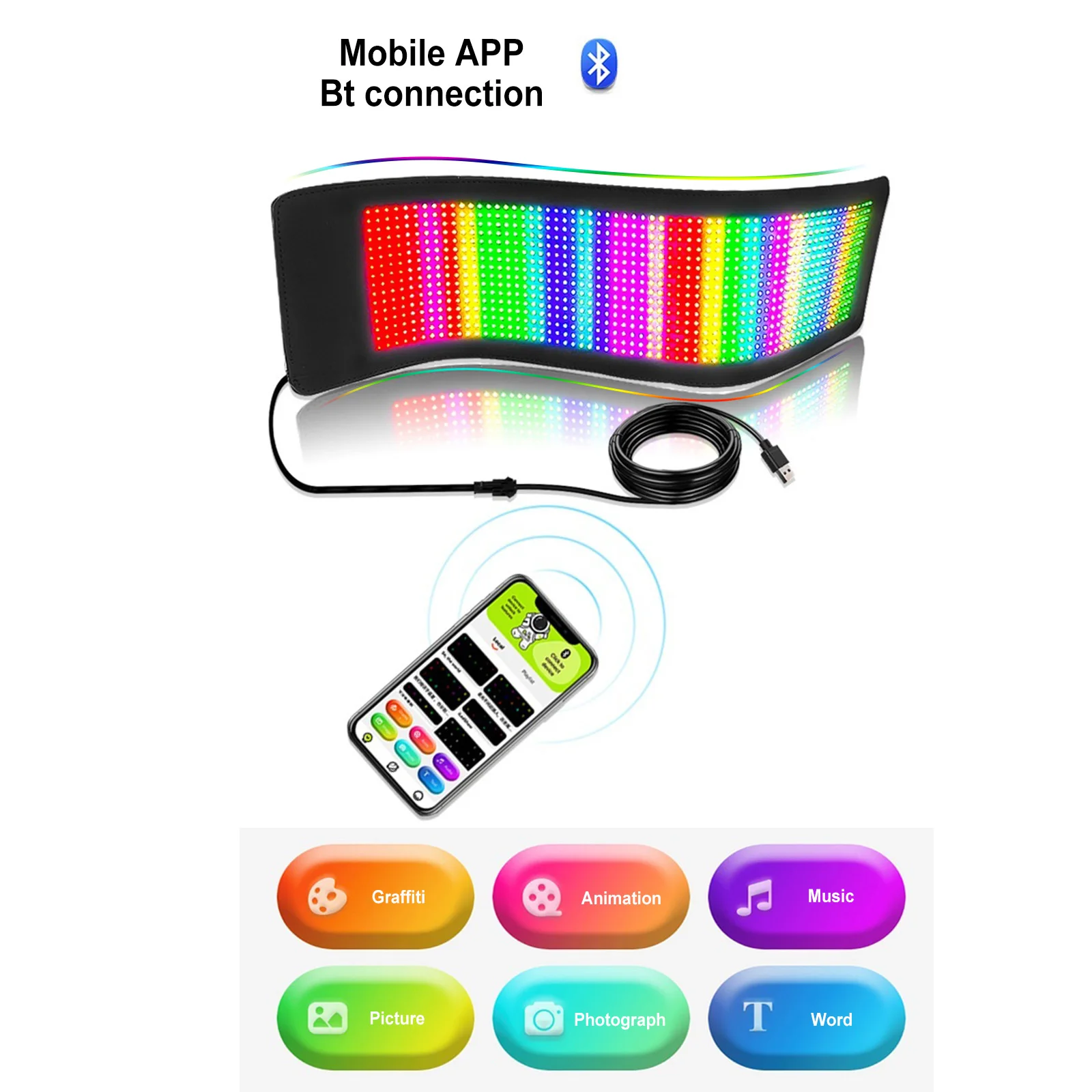 

Car LED Flexible Display Foldable Color Rear Window LED Flexible Screen For Car Windows Shop USB Car LED Flexible Display