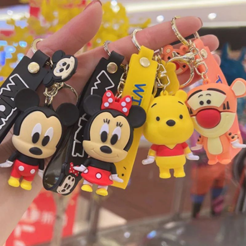 

Disney Anime Cartoon Mickey Mouse Minnie Figure Keychains Donald Duck Piglet Key Chain Model Kid Toy Children Gift