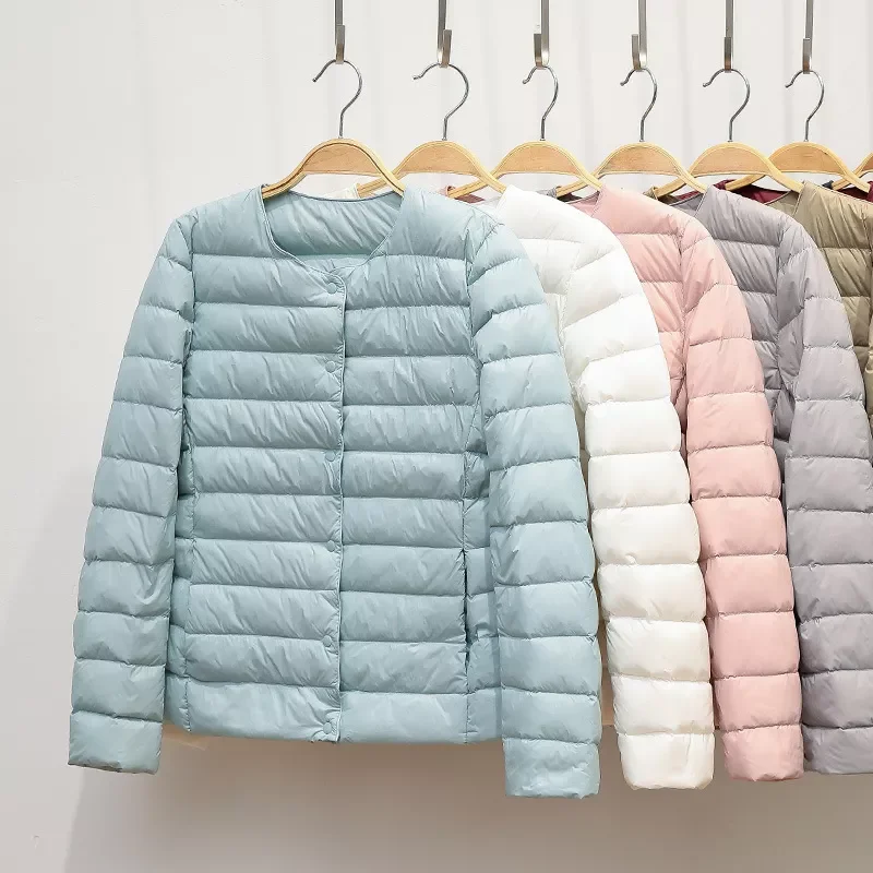 

2022NEW Liner Duck Down Jacket O-neck Variable V-neck 2022 New Female Winter Keep Warm Collarless Ultralight Quilted Puffer Coat