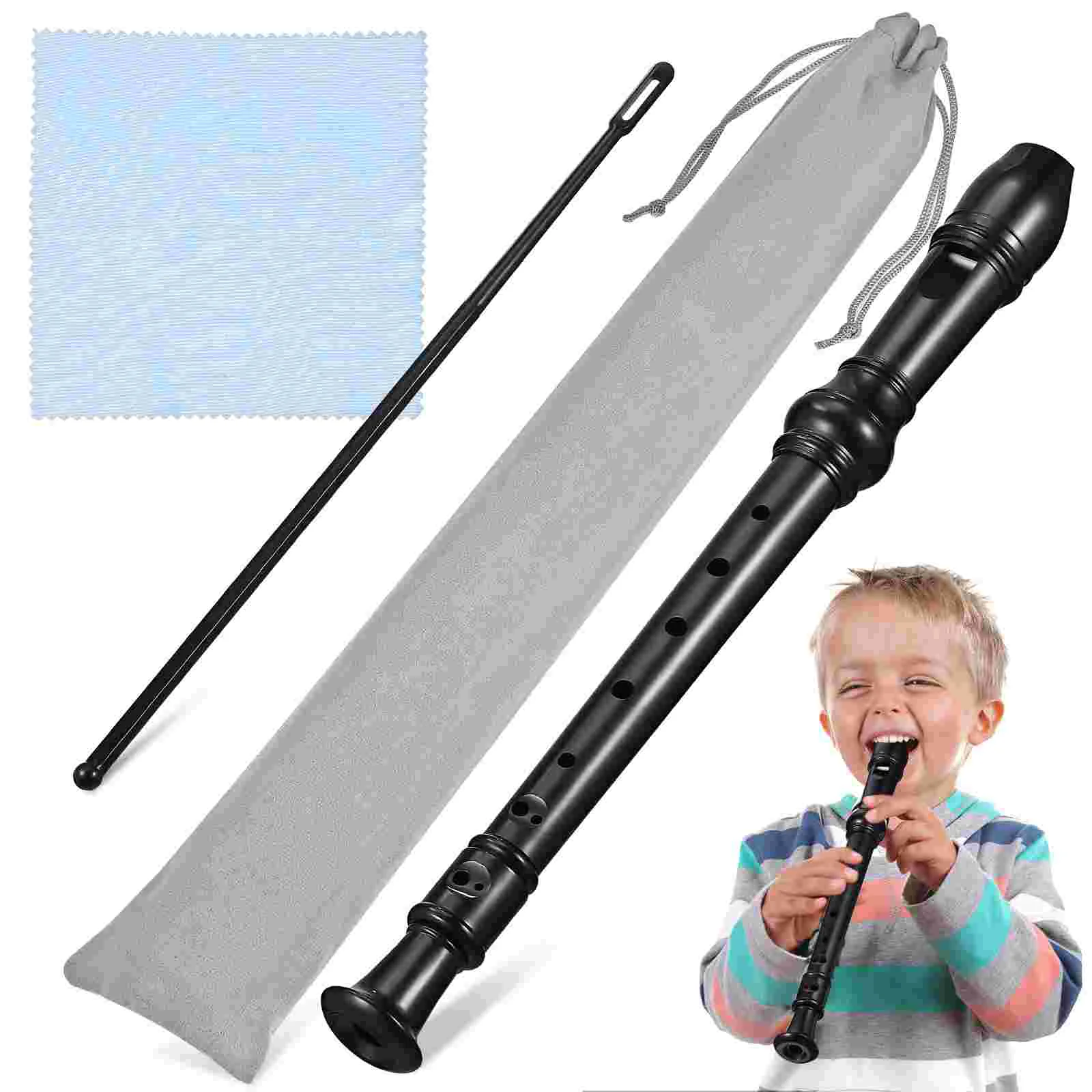 

Hole Flute 8 Holes Clarinet Cleaning Stick Teens Instruments Recorder Flannel Musical Soprano Child