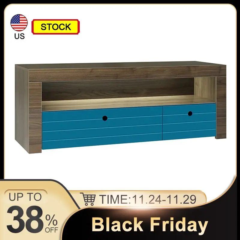 

Hommpa High Gloss Modern TV Stand With LED Light 4-Shelf Bookshelves Console Cabinet Home TV bracket Living Room Furniture US