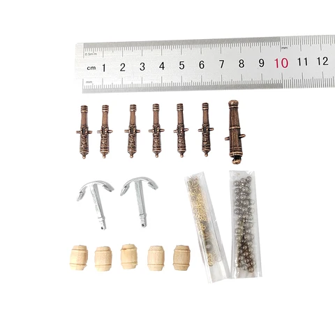 Escala 1/100 Modelo Halcon Acessórios para navios Kit CANNON CLÁSSICO+ANCIA DE LIGA+CHINAÇÃO DE ANCORAGEM DE BRASS+CANNONBOL+CARRELO DE MADEIRA